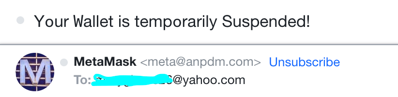 Metamask phishing email